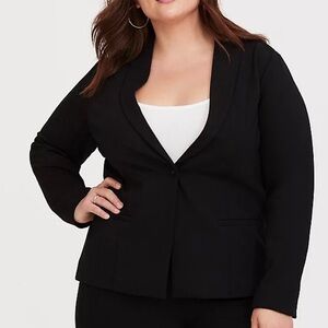 Torrid Ponte Knit Black Single Button Blazer